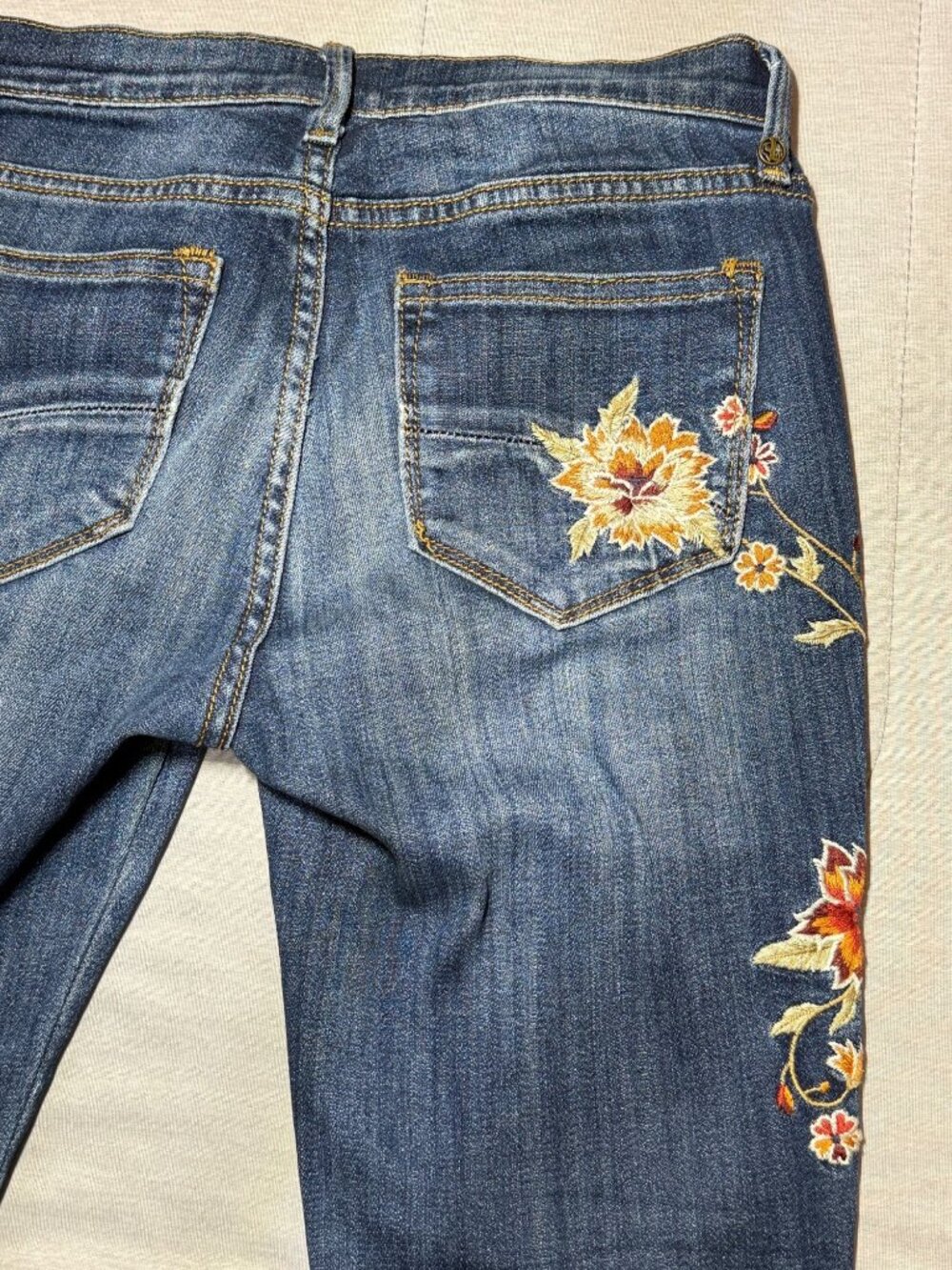 Driftwood Womens Jackie Embroidered Skinny Jeans W24 L29 Classic Fit Floral - Picture 14 of 15